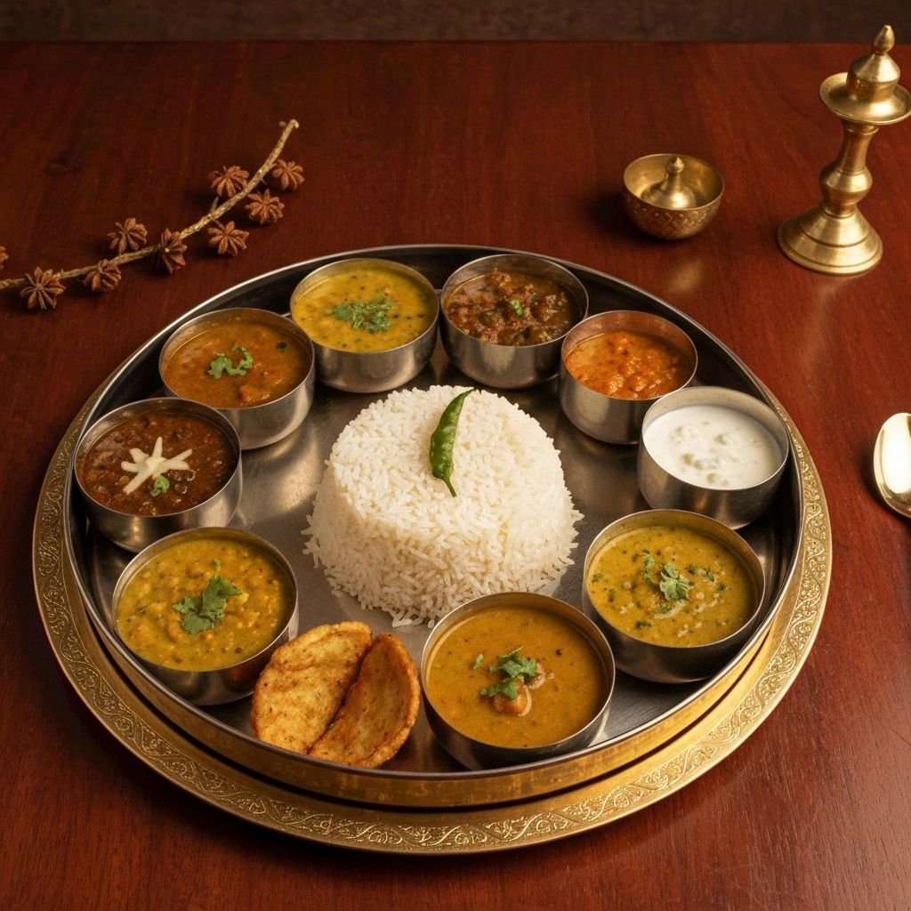 Traditional Indian vegetarian thali